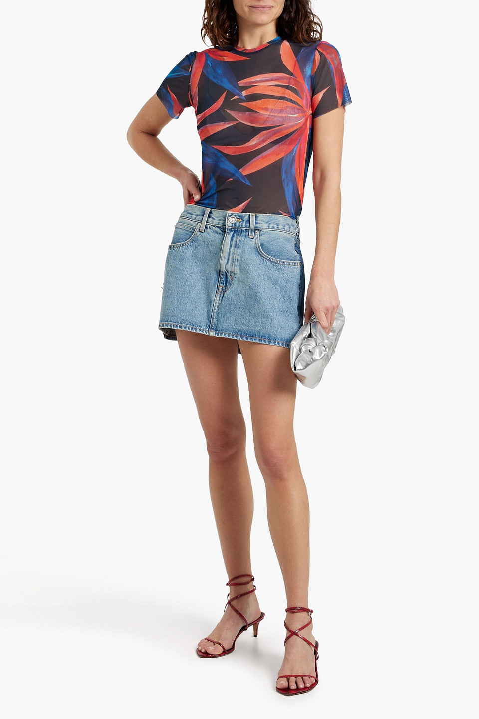 SLVRLAKE RE-WORK PANELED DENIM MINI SKIRT
