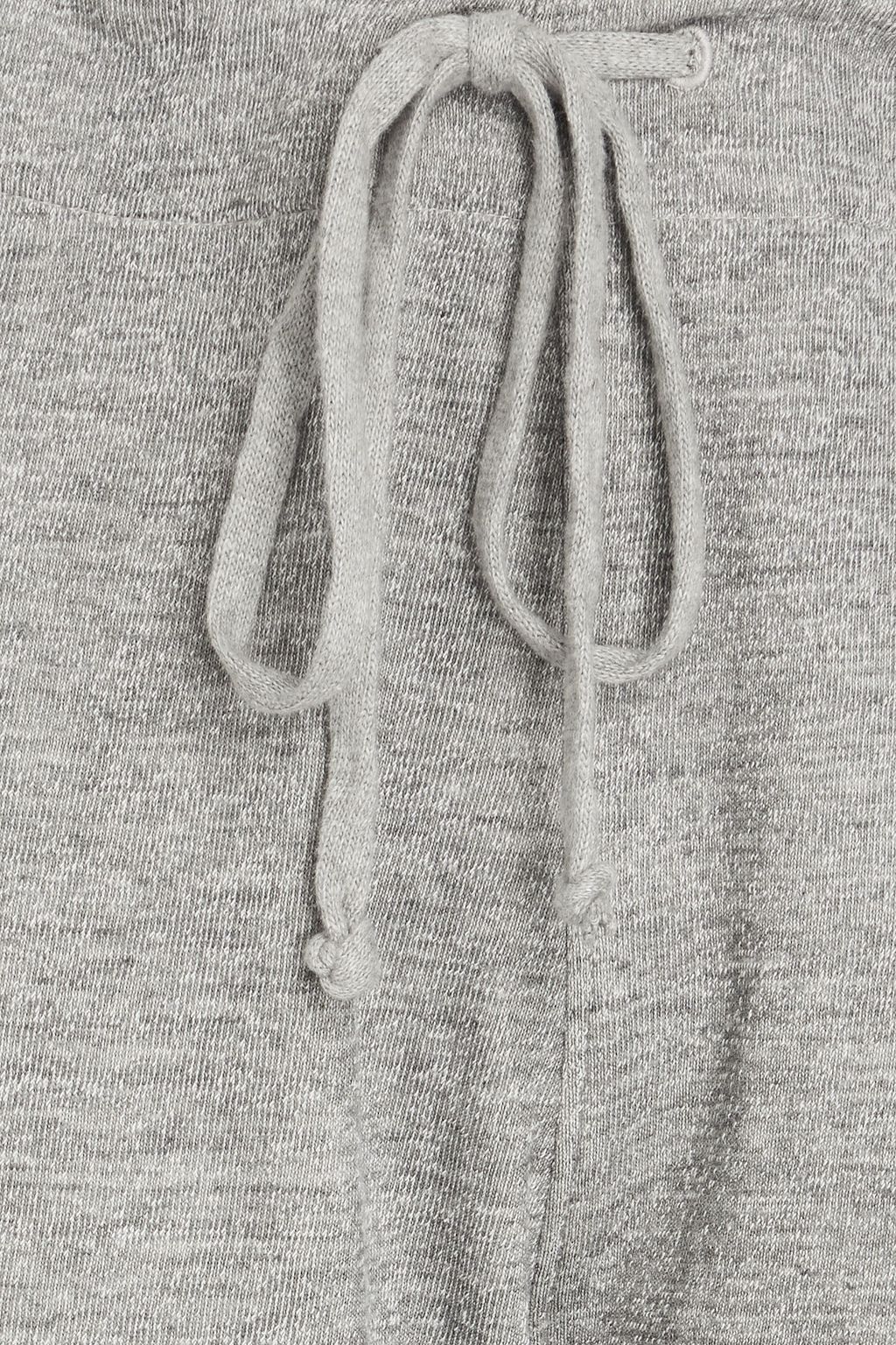NILI LOTAN Cropped cotton-blend fleece track pants