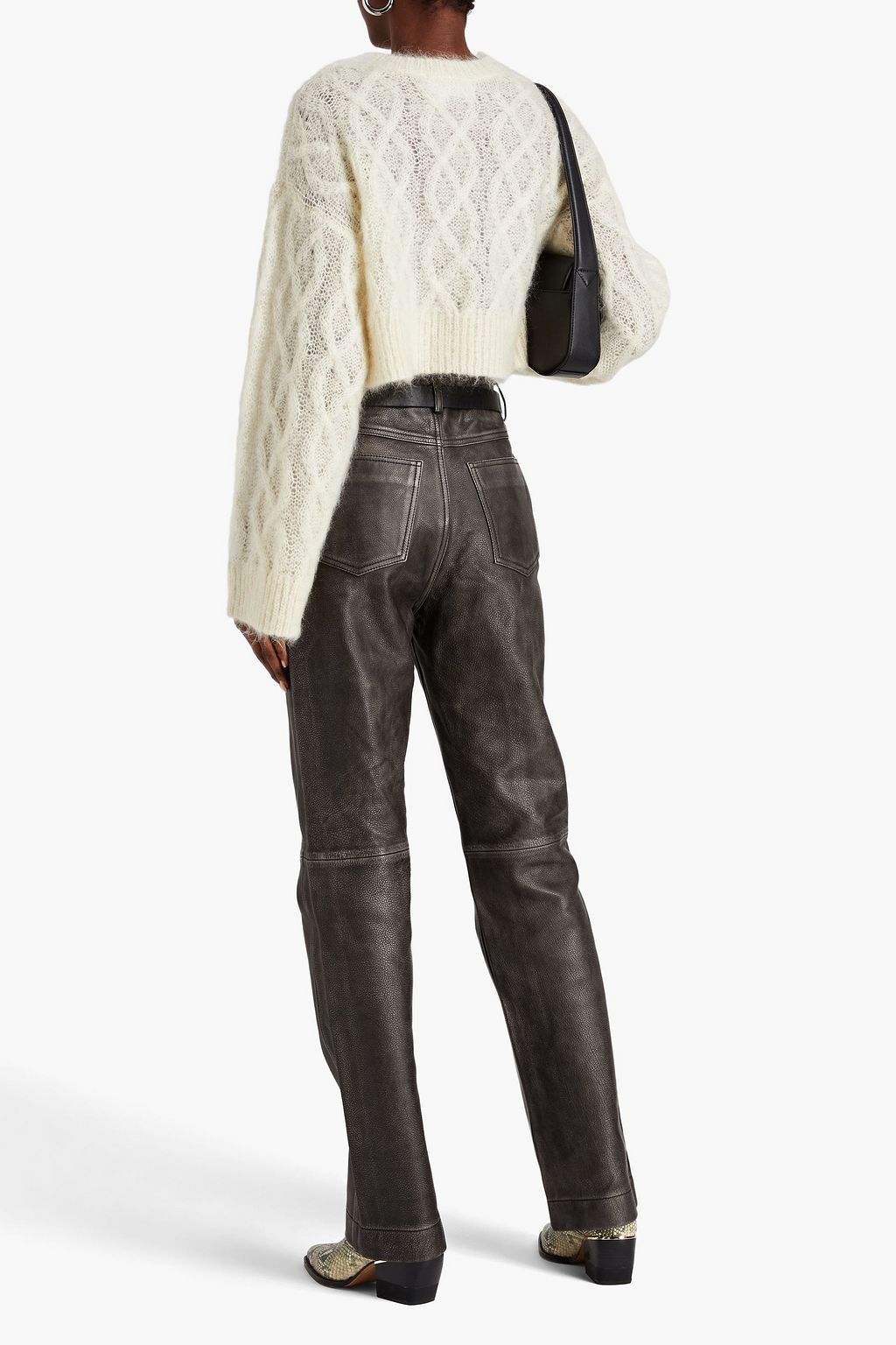 REMAIN BIRGER CHRISTENSEN Cropped cable-knit mohair-blend sweater