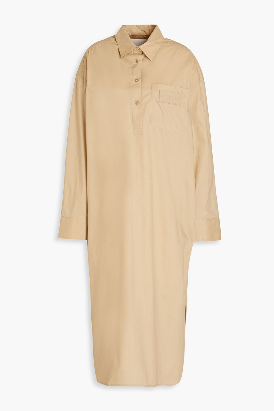 Remain Birger Christensen Oversized Cotton-poplin Midi Shirt Dress In Beige