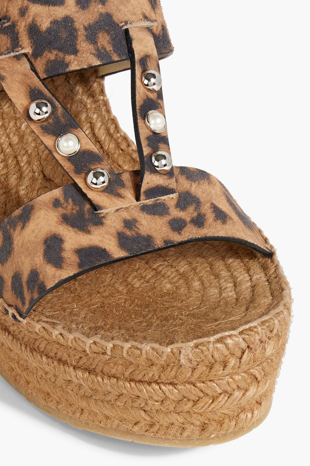 JIMMY CHOO Danica 110 embellished leopard-print suede espadrille wedge sandals