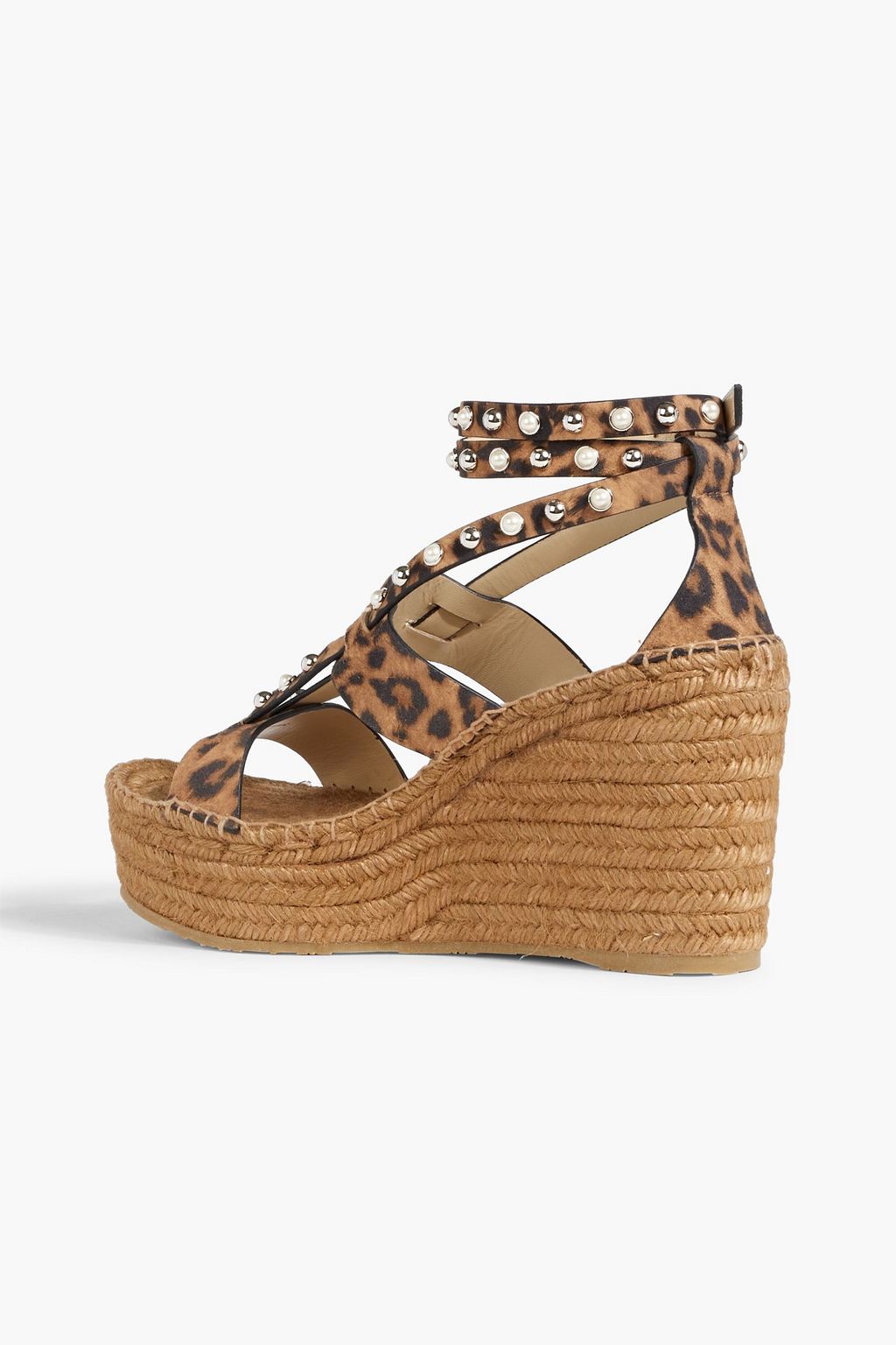 JIMMY CHOO Danica 110 embellished leopard-print suede espadrille wedge sandals