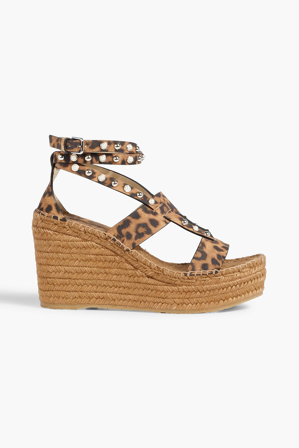 Jimmy Choo Danica 110 Embellished Leopard-print Suede Espadrille Wedge Sandals In Animal Print