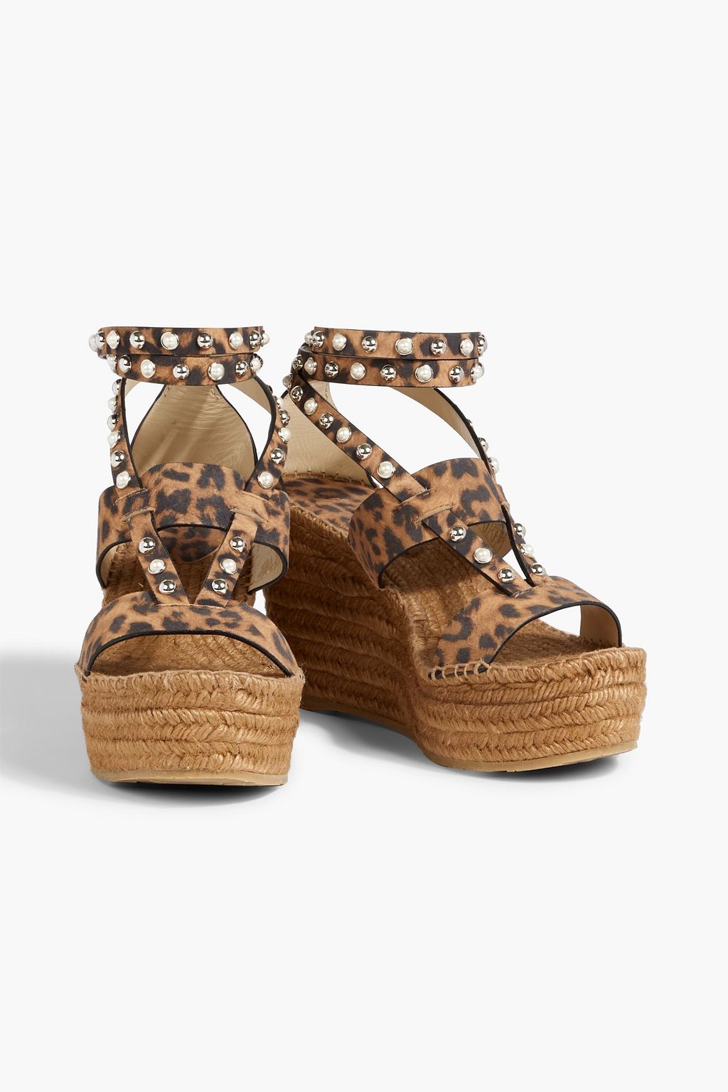 JIMMY CHOO Danica 110 embellished leopard-print suede espadrille wedge sandals