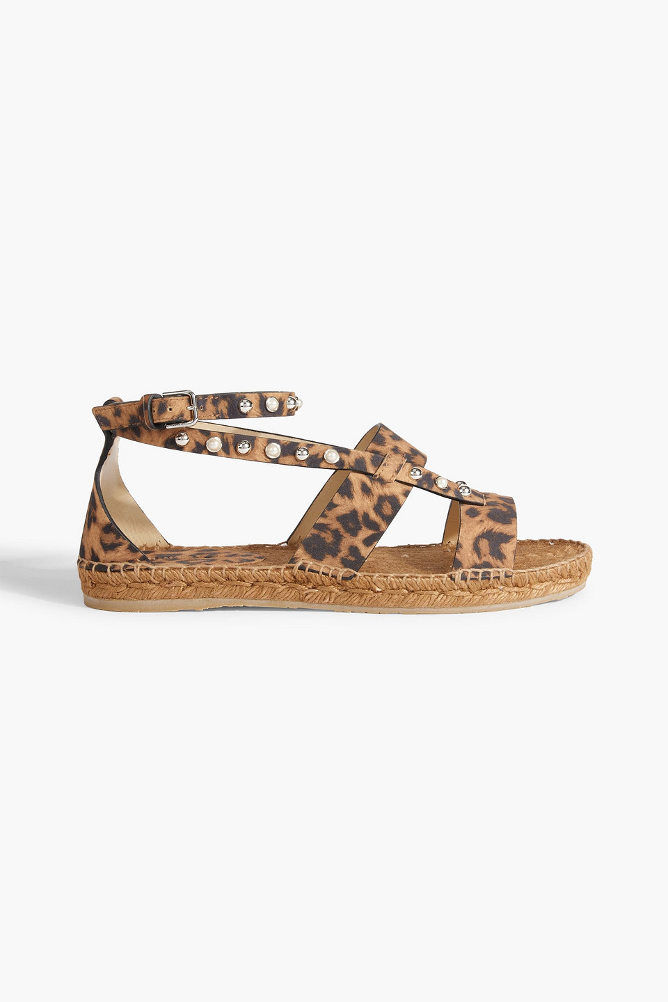 Jimmy Choo Denise Embellished Leopard-print Suede Espadrille Sandals In Animal Print