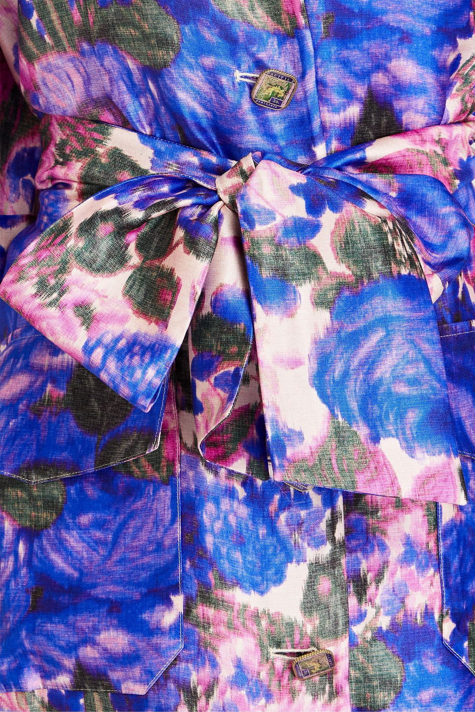 Zimmermann High Tide Floral Silk Overshirt In Hellblau