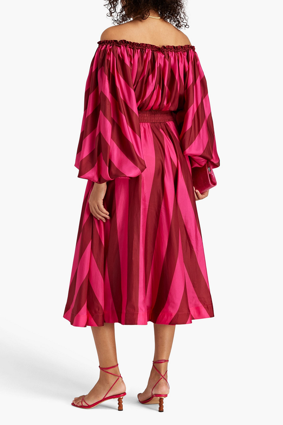 Zimmermann Two-tone Silk-voile Midi Skirt In Fuchsia