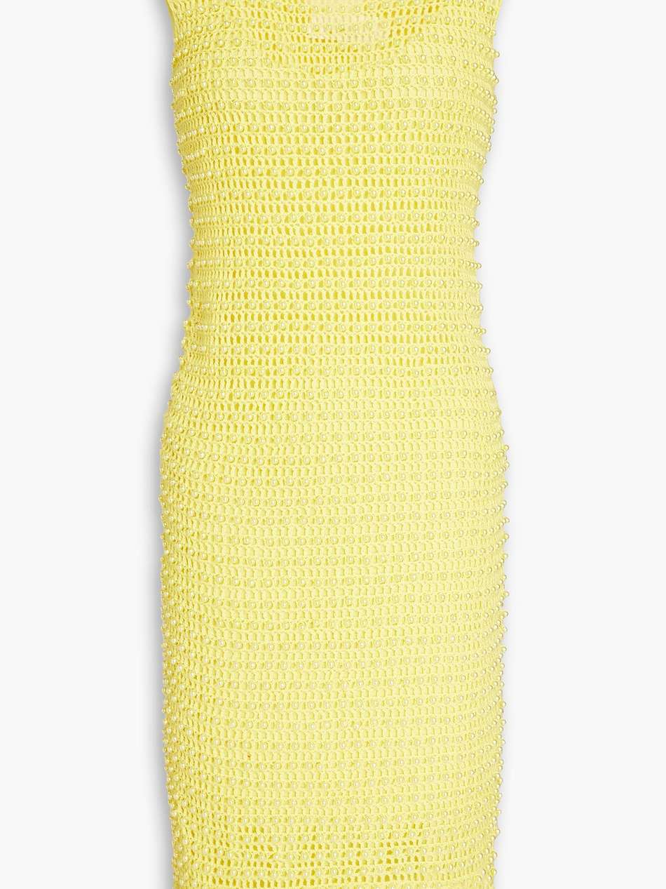 embellished open-knit cotton dress