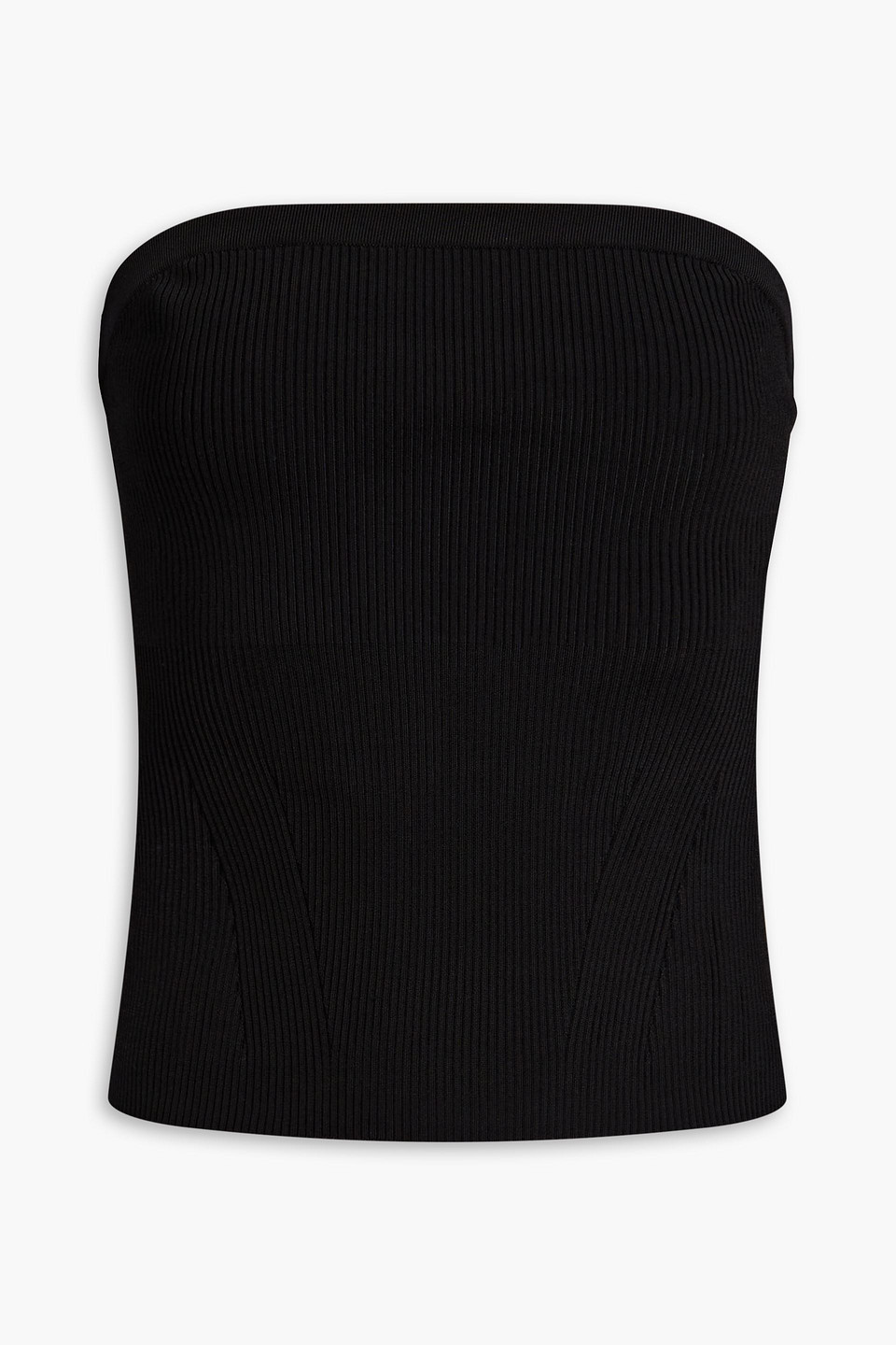 Zimmermann Strapless Ribbed-knit Top In Black