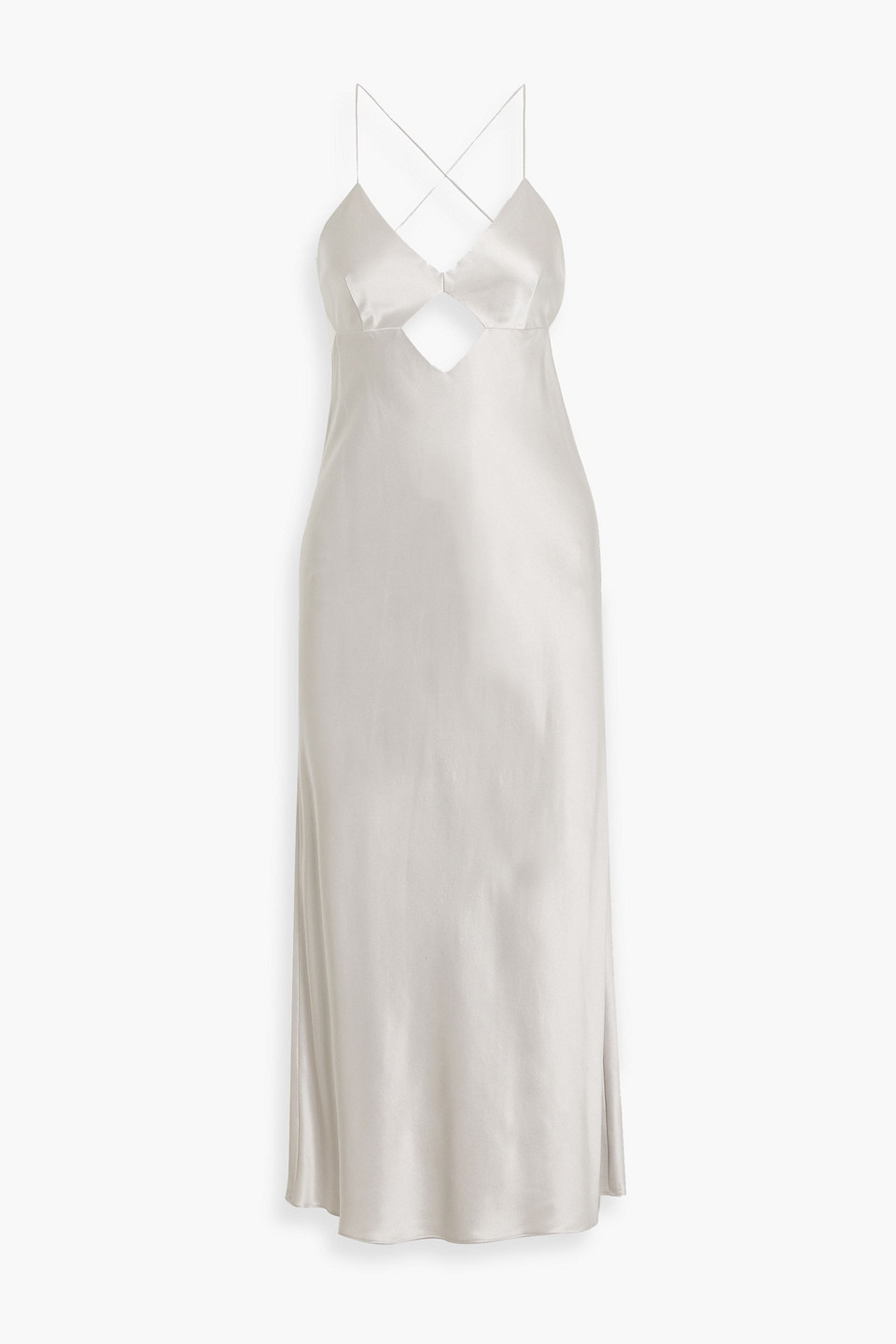 Michelle Mason Cutout Silk-satin Midi Dress In Stone