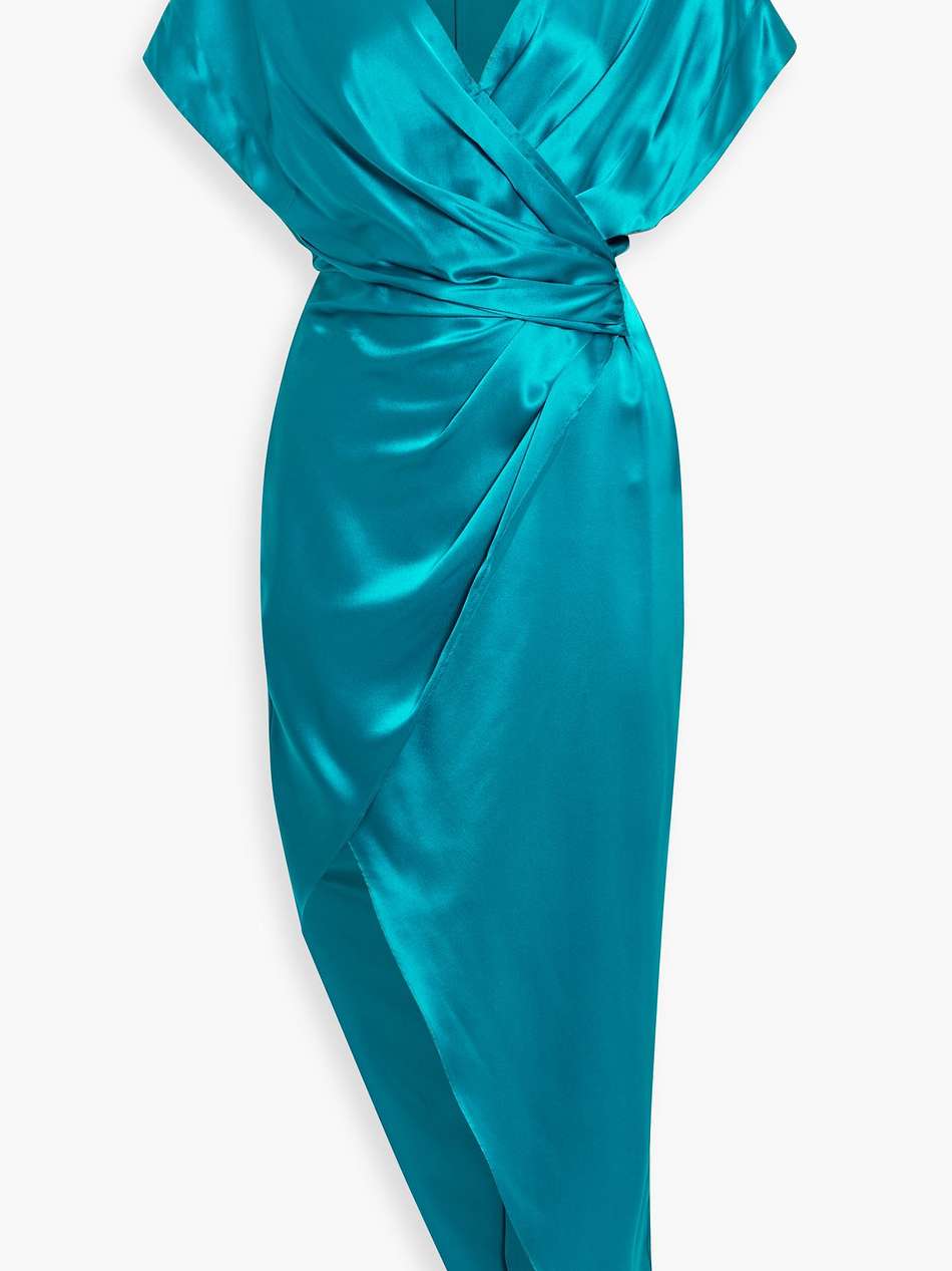 wrap-effect silk-satin midi dress
