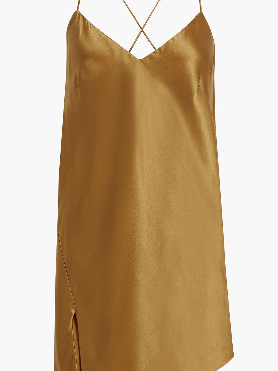 asymmetric silk-satin mini slip dress