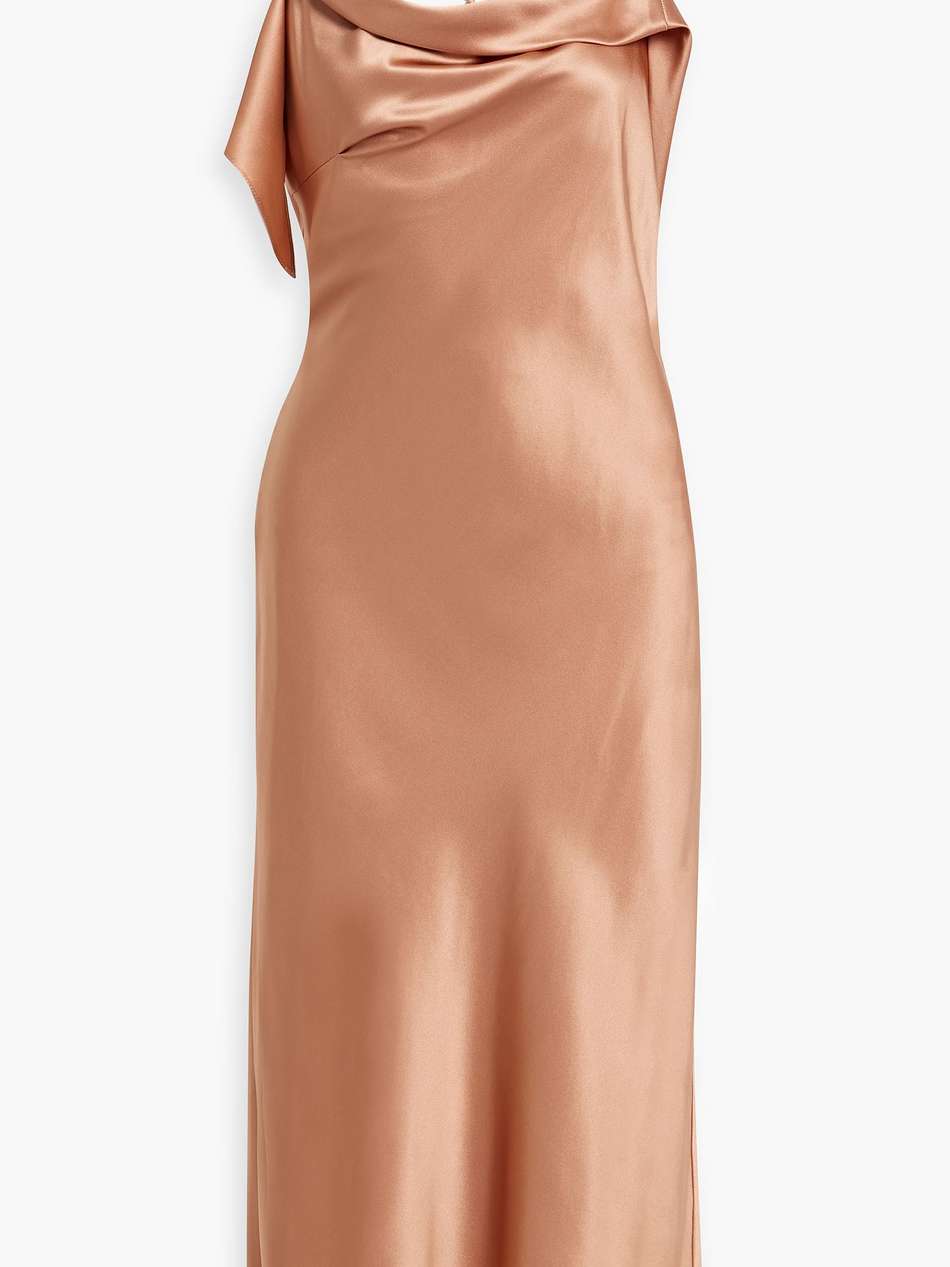 draped silk-satin midi slip dress