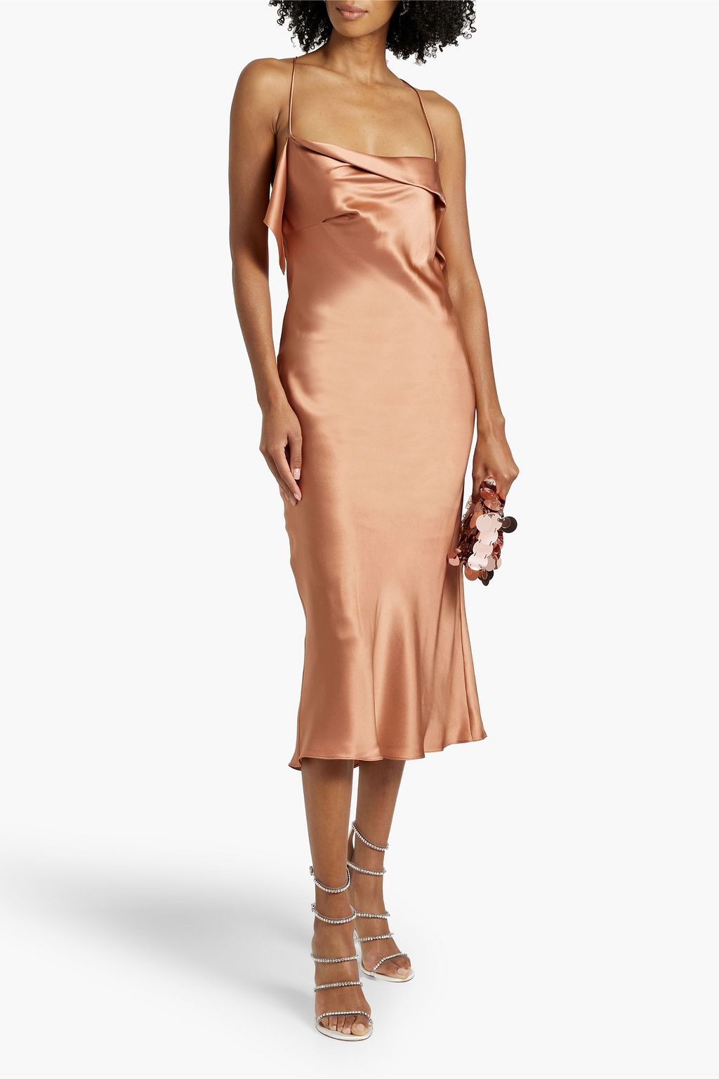 MICHELLE MASON Draped silk-satin midi slip dress