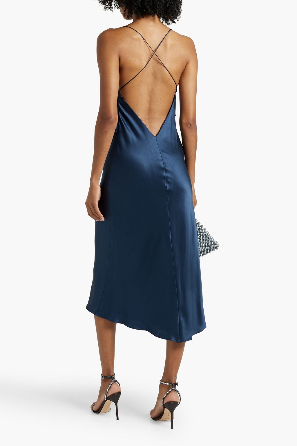 MICHELLE MASON Draped silk-satin midi slip dress