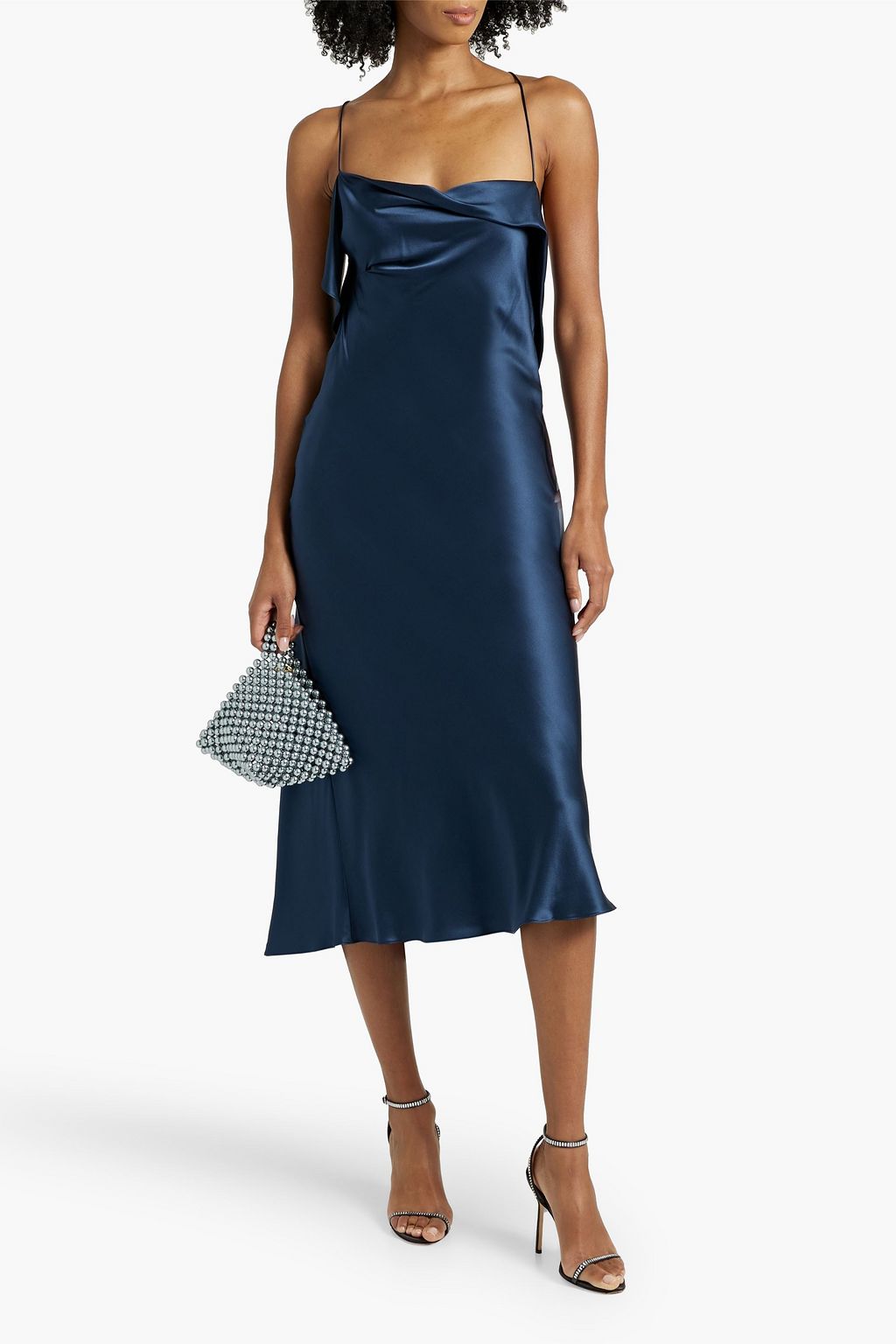 MICHELLE MASON Draped silk-satin midi slip dress