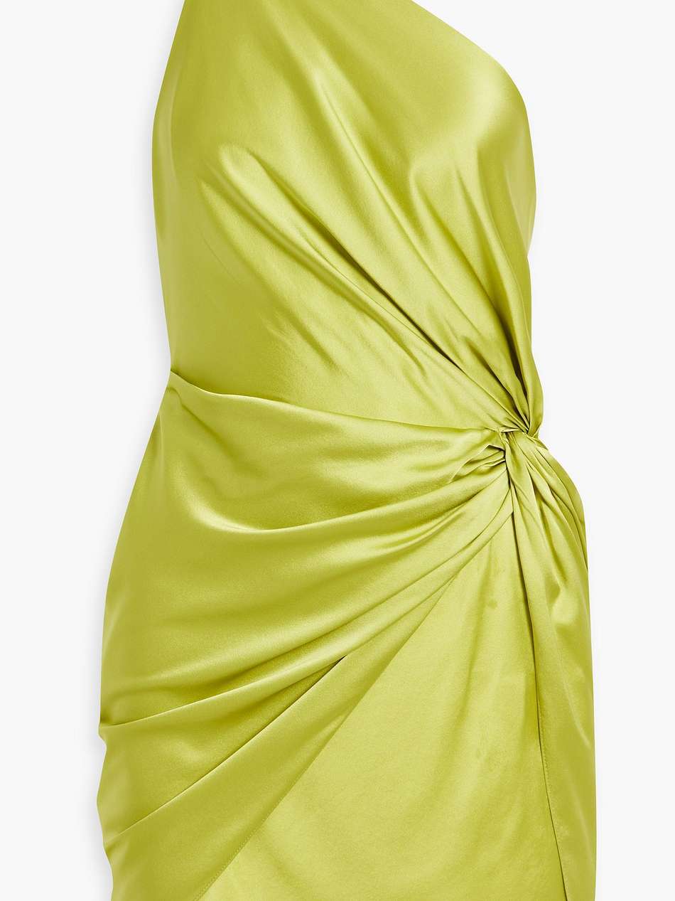 one-shoulder twisted silk-satin mini dress