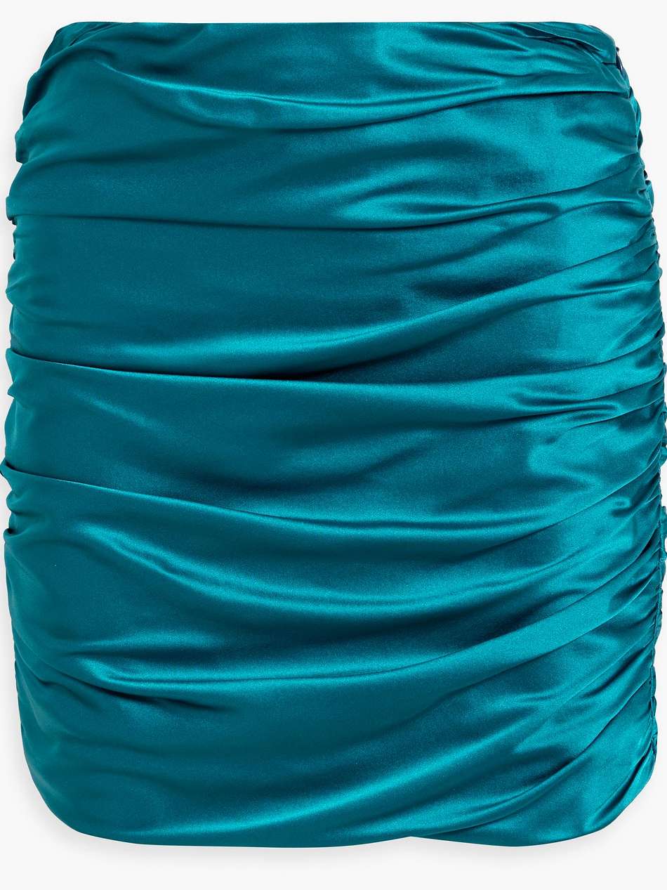 ruched silk-satin mini skirt