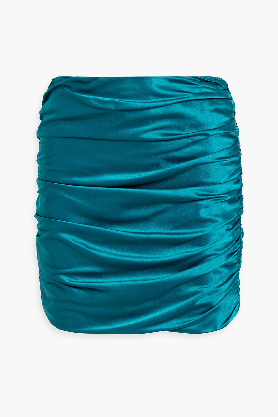Ruched silk-satin mini skirt