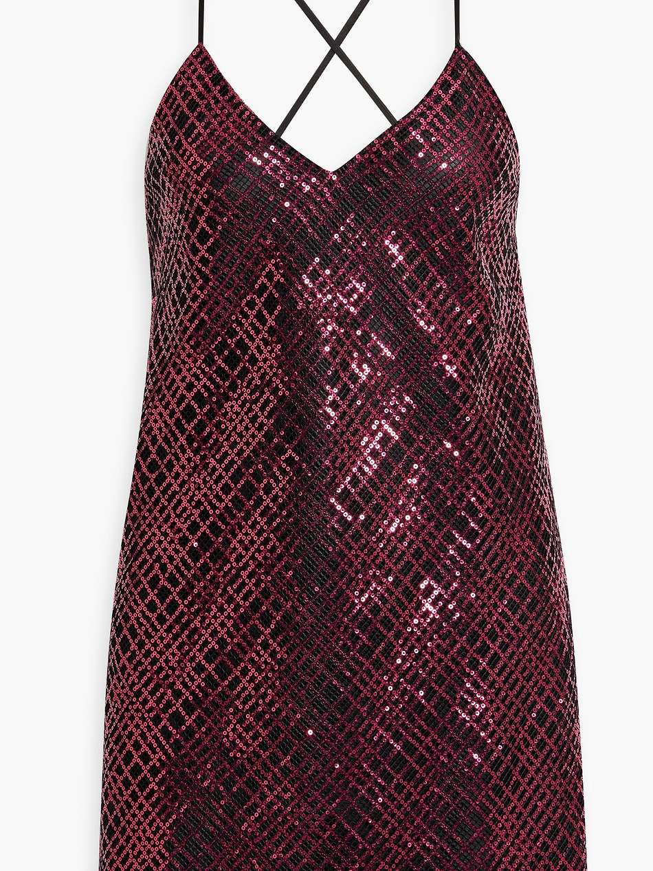 sequined mesh mini slip dress