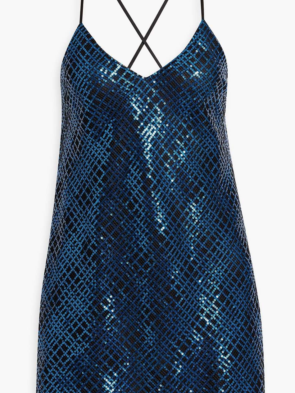 sequined mesh mini slip dress