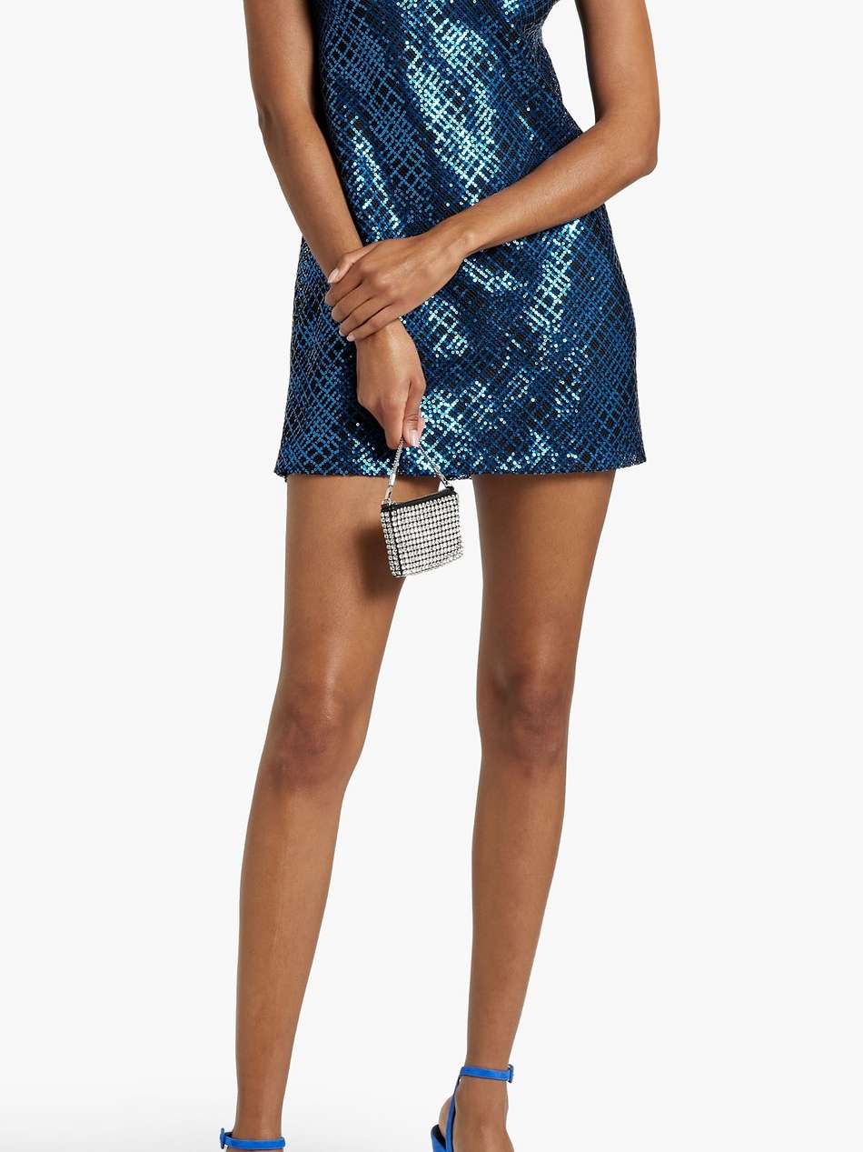 sequined mesh mini slip dress