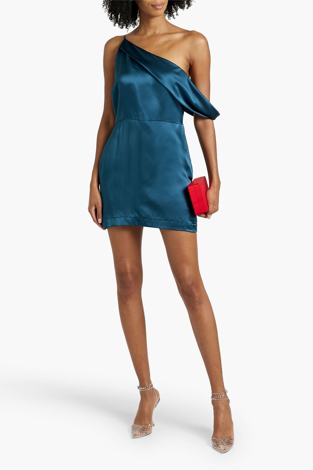 MICHELLE MASON One-shoulder draped silk-satin mini dress