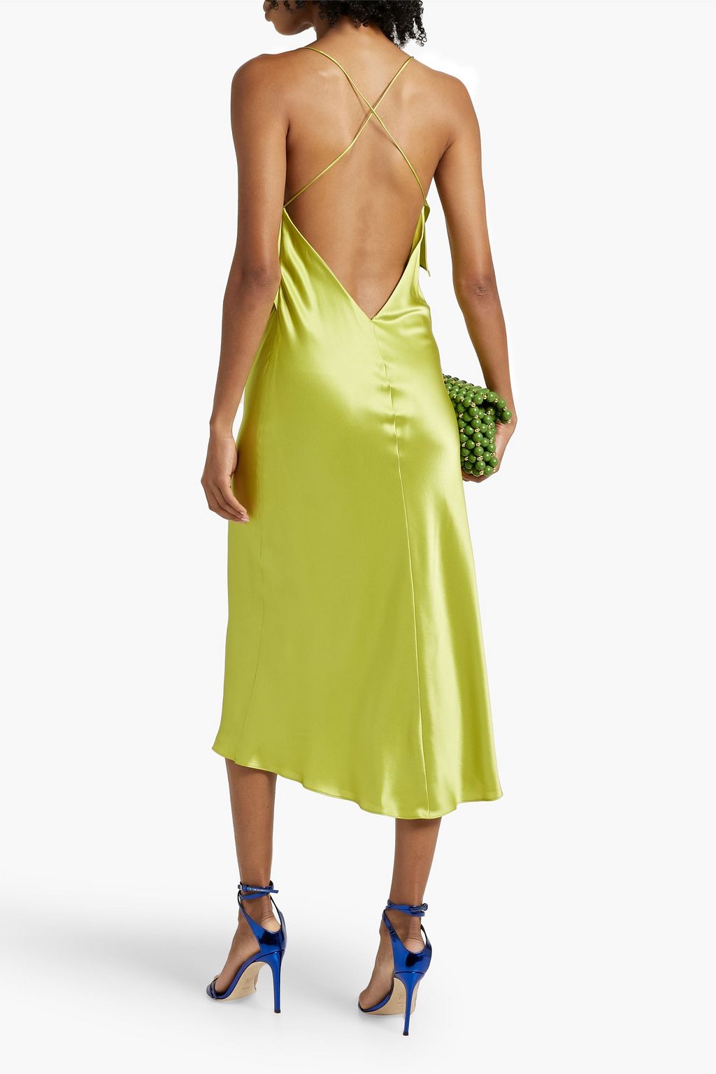 MICHELLE MASON Draped silk-satin midi slip dress