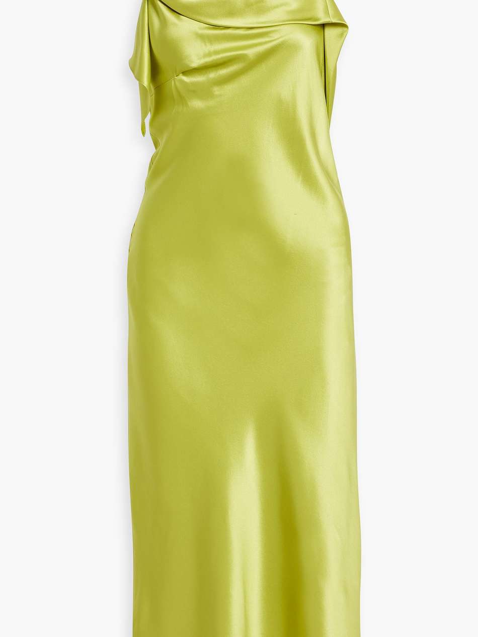 draped silk-satin midi slip dress
