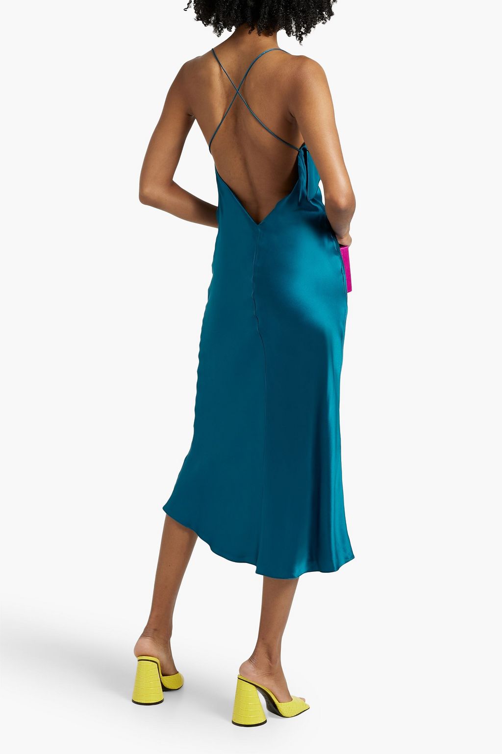 MICHELLE MASON Draped silk-satin midi slip dress