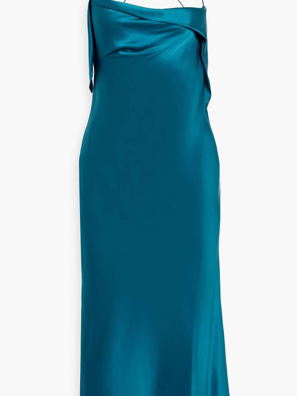 draped silk-satin midi slip dress