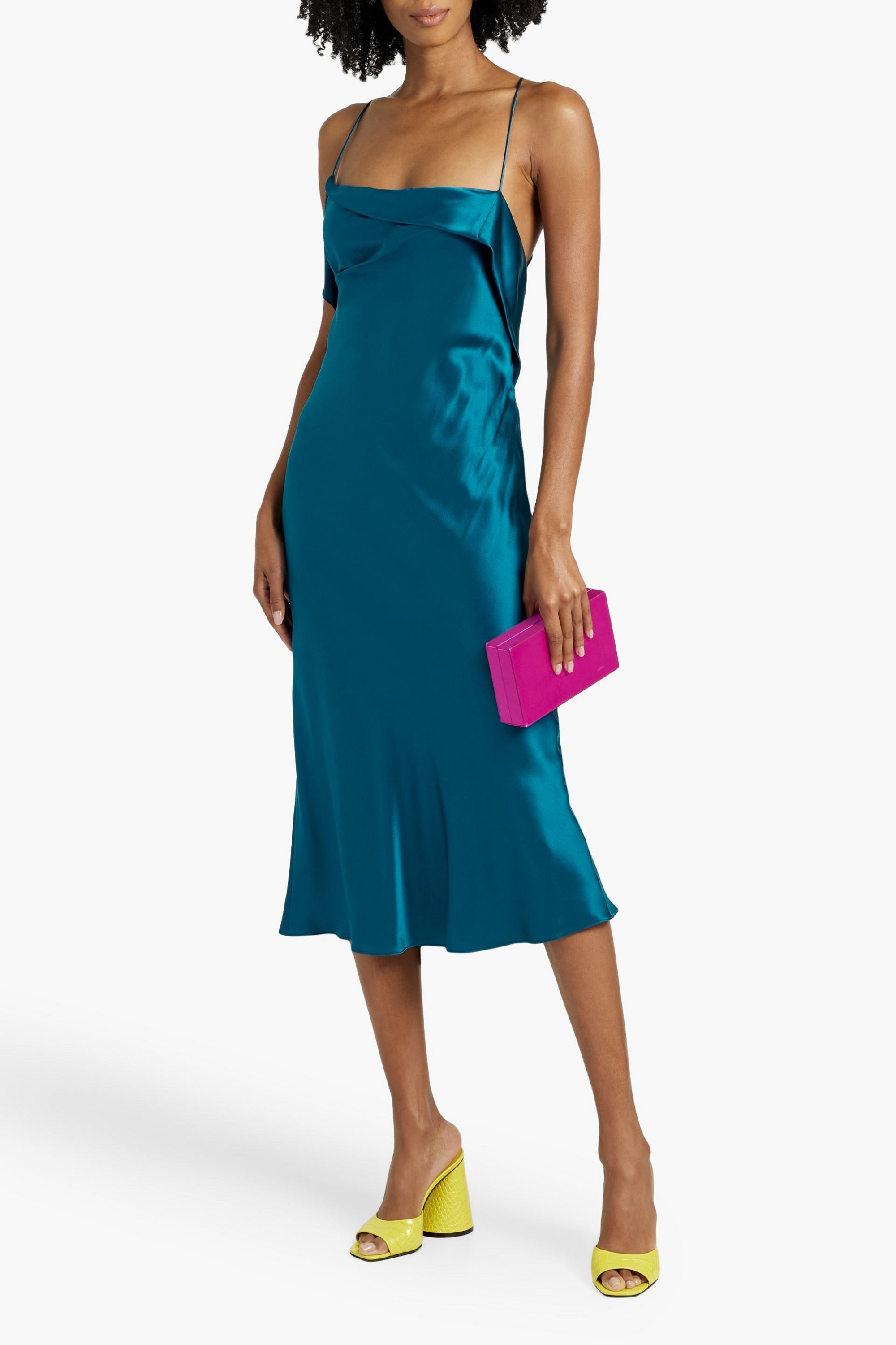 MICHELLE MASON Draped silk-satin midi slip dress