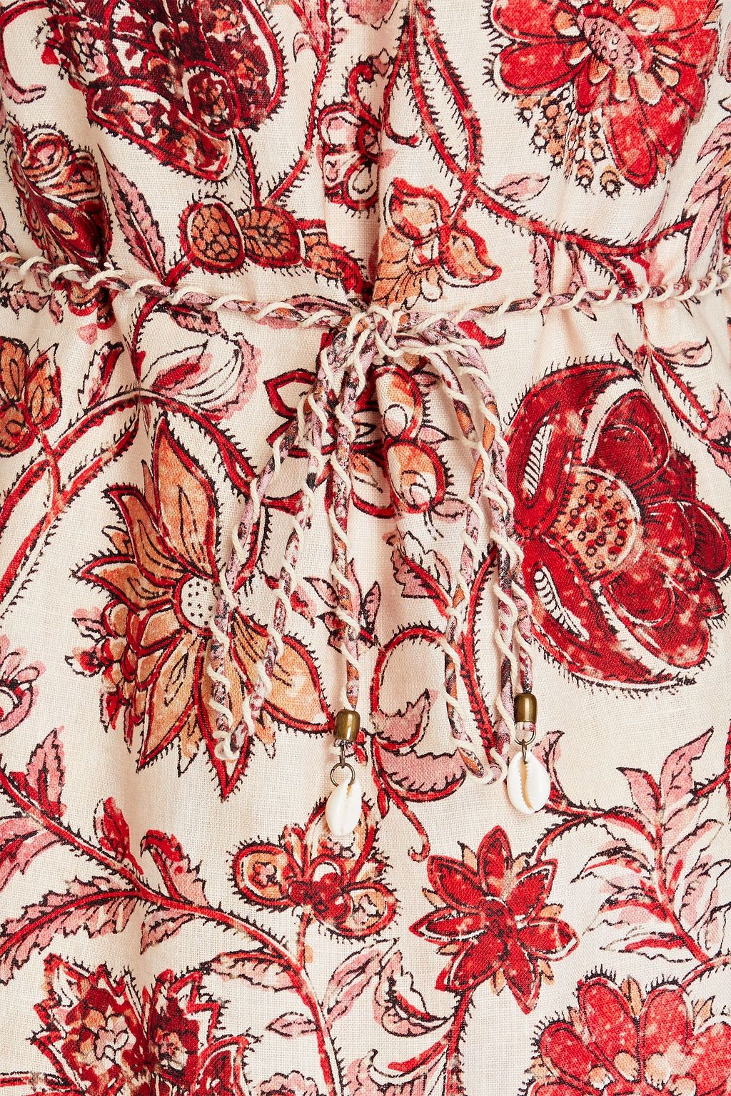 ZIMMERMANN Fringed floral-print linen and macramé maxi dress