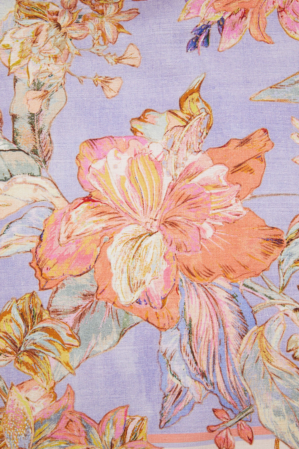 Zimmermann Fringed Floral-print Cotton Beach Towel In Lavender