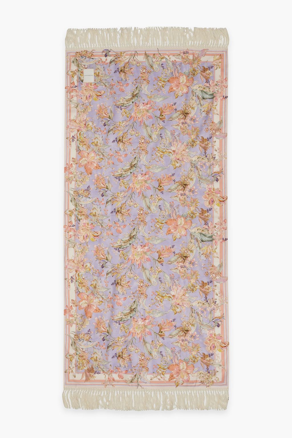 ZIMMERMANN Fringed floral-print cotton beach towel