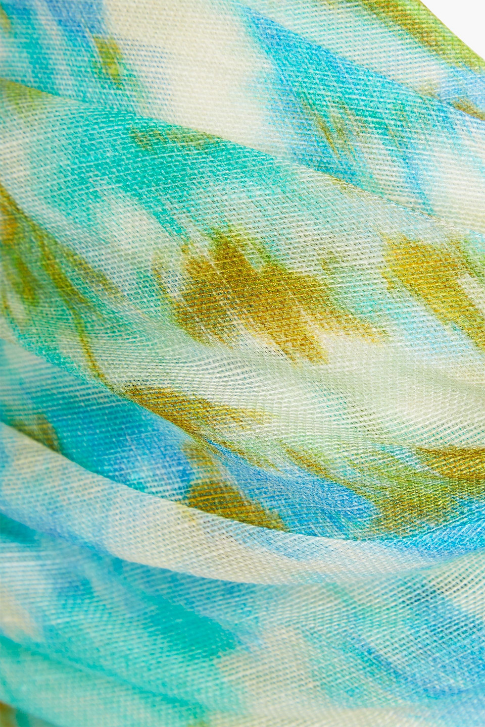 Zimmermann Strapless Floral-print Linen And Silk-blend Bra Top In Turquoise