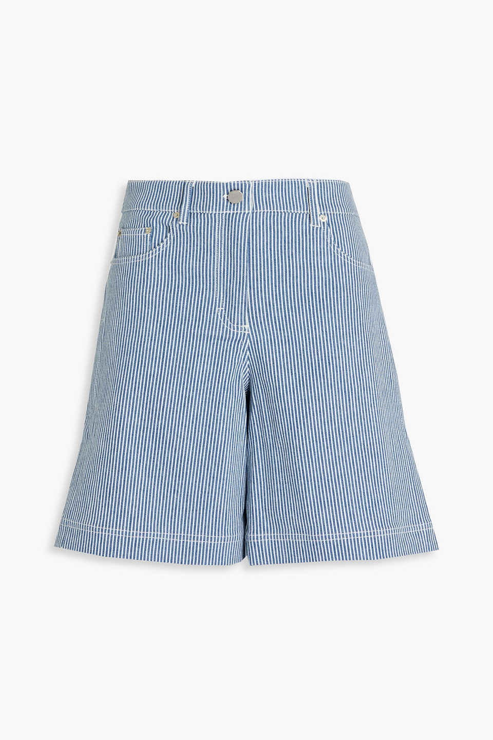 Remain Birger Christensen Striped Denim Shorts In Blue