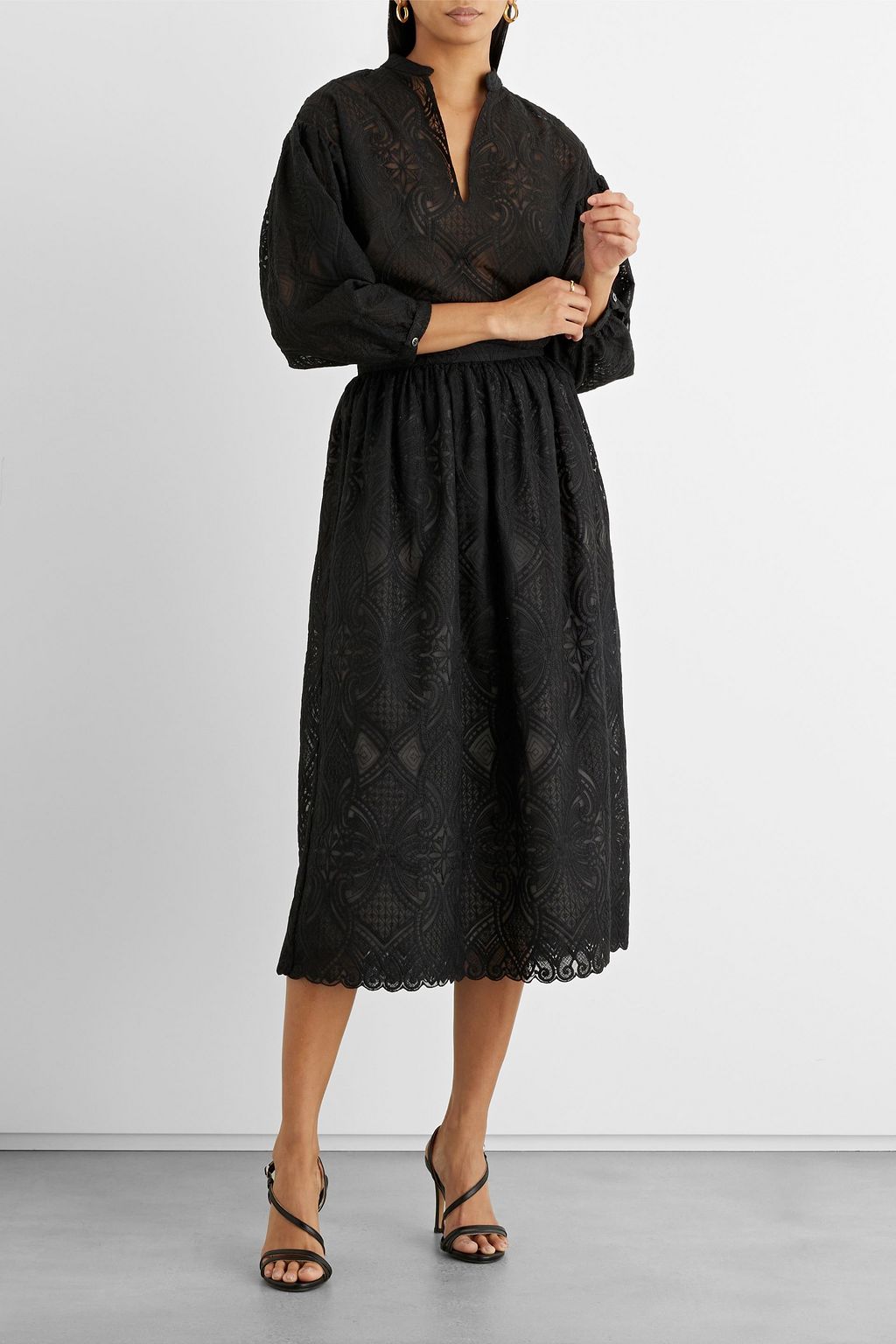 IRIS & INK Matilda guipure lace midi skirt