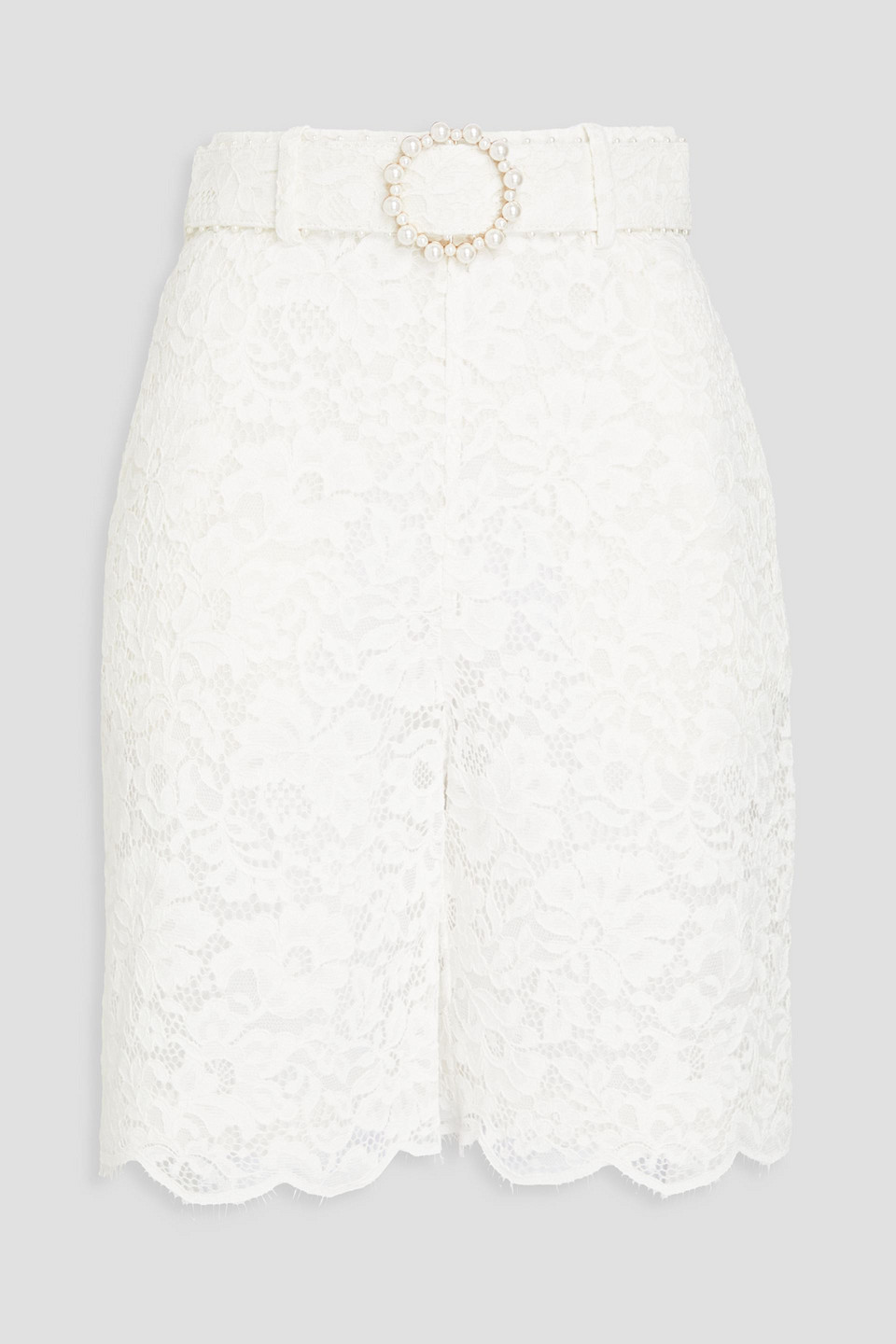 Zimmermann Belted Corded Lace Shorts In Ivory