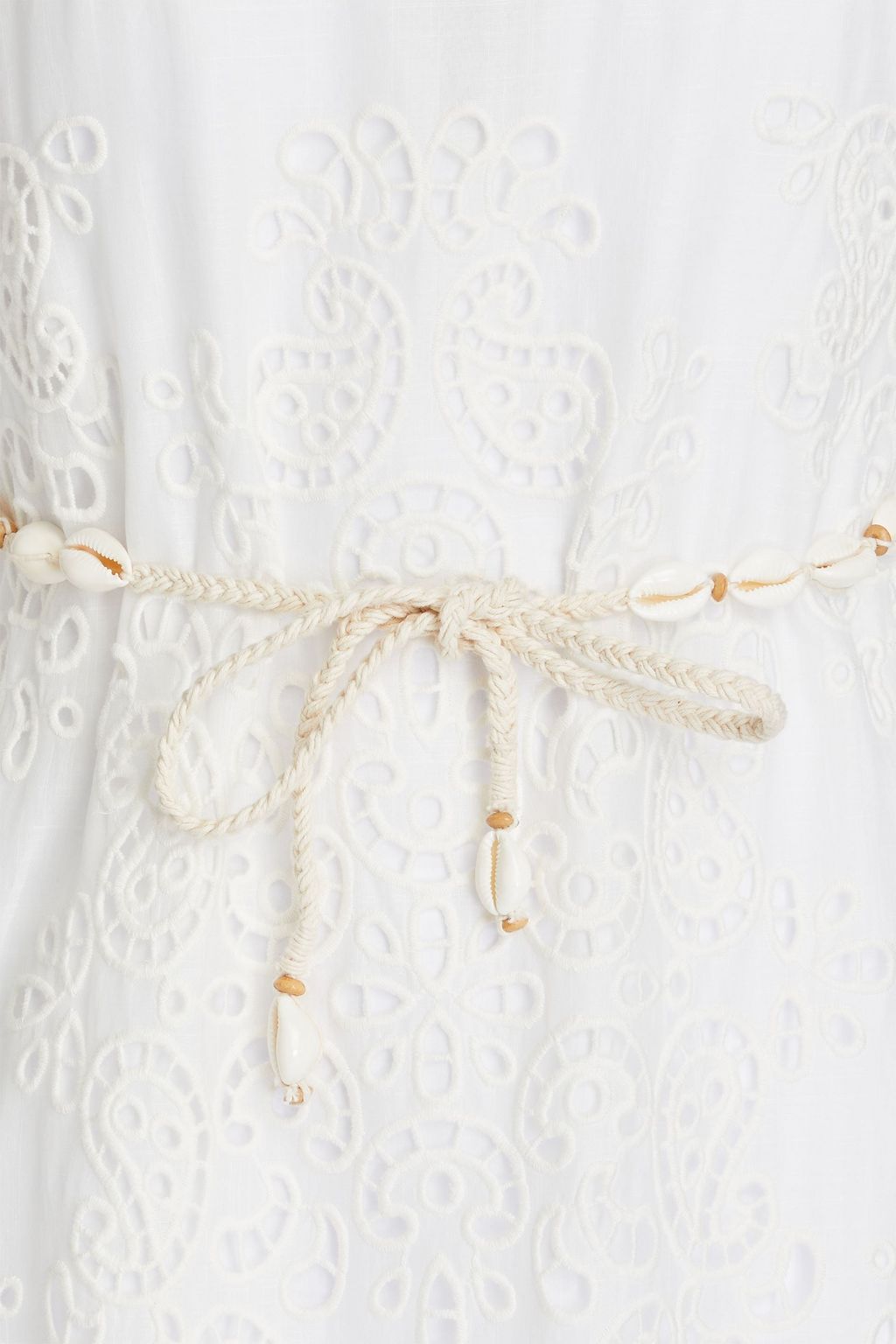 ZIMMERMANN Fringed broderie anglaise cotton and macramé maxi dress
