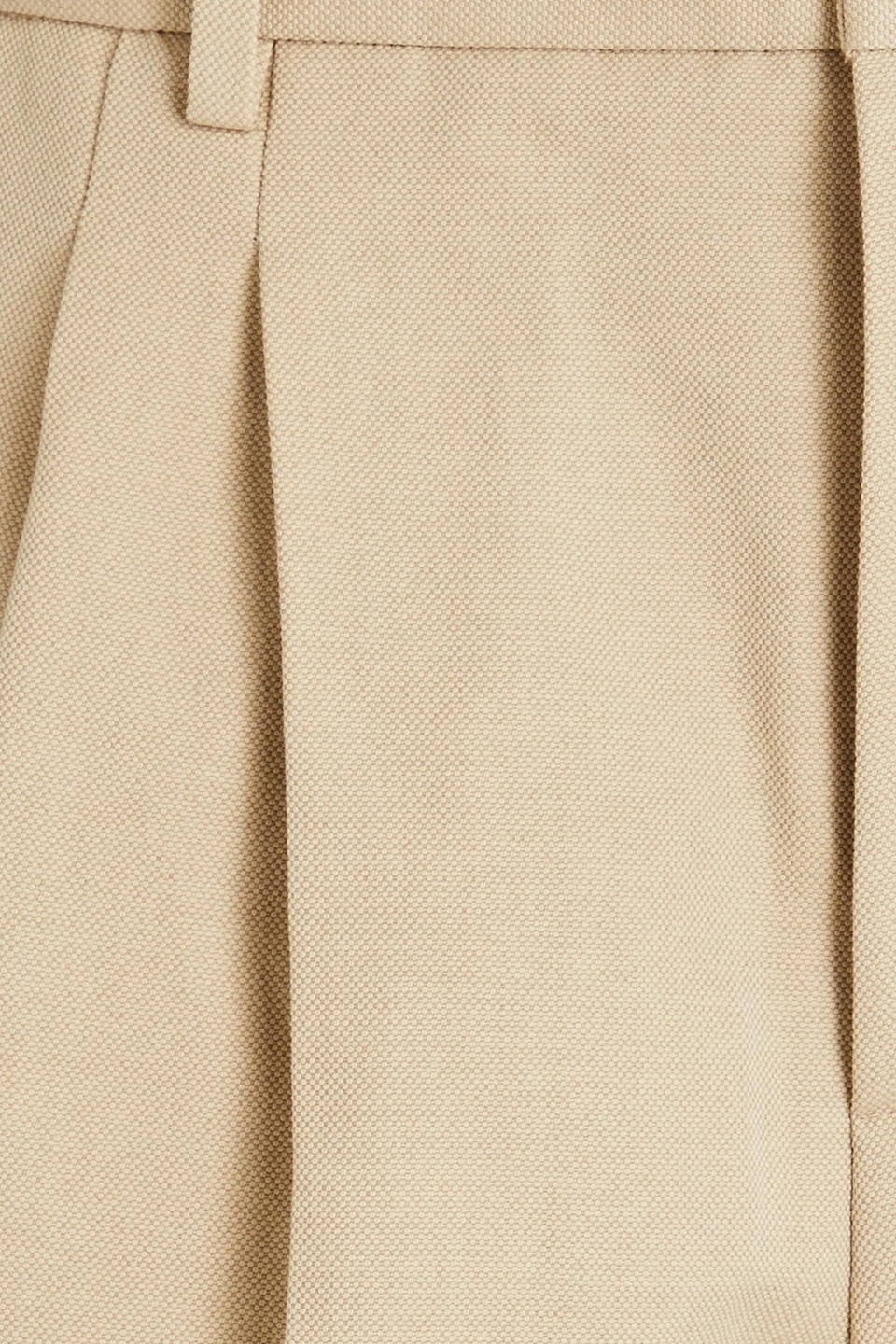 Shop Nili Lotan Pleated Cotton-blend Canvas Wide-leg Pants In Sand