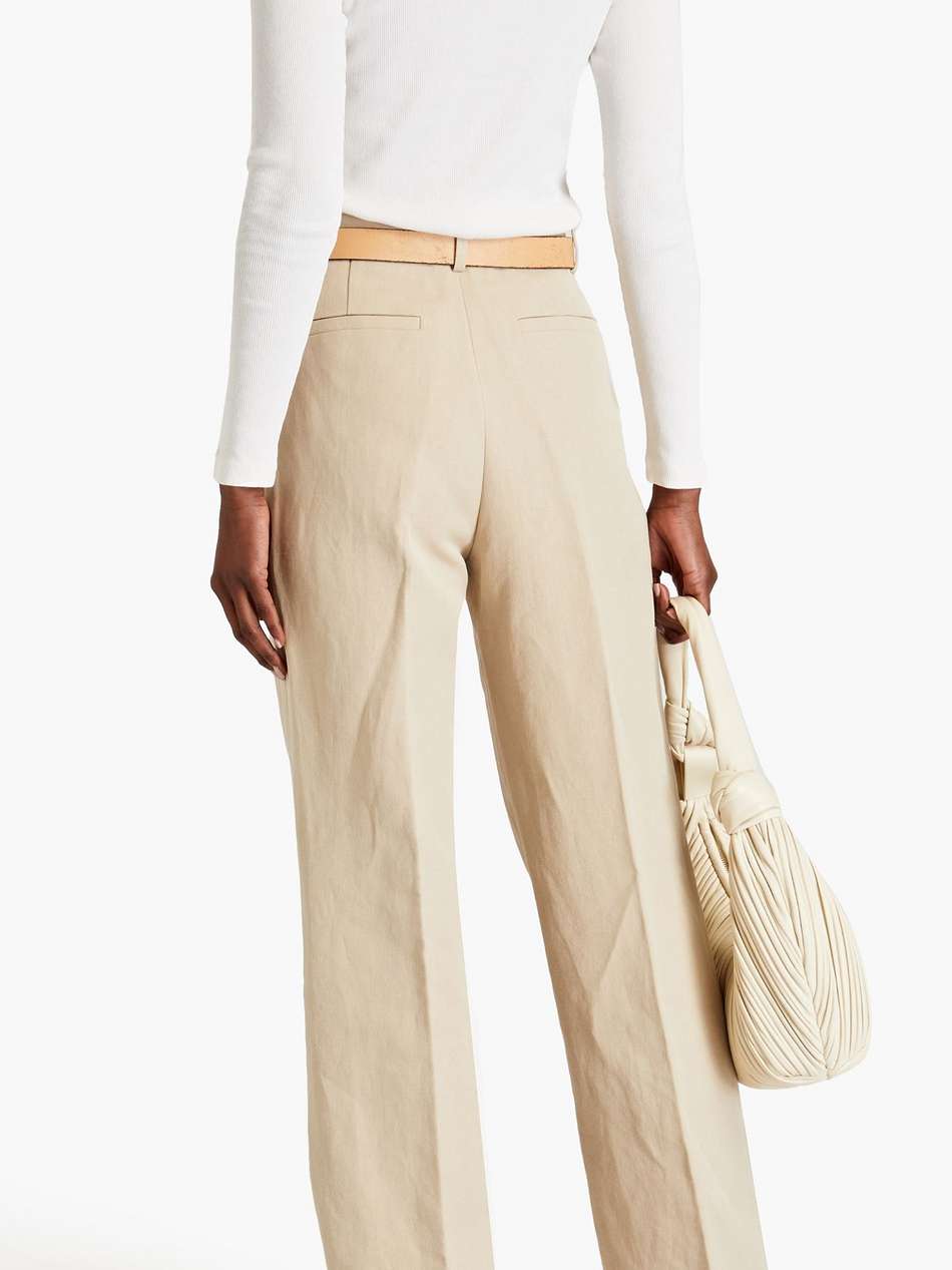 pleated cotton-blend canvas wide-leg pants
