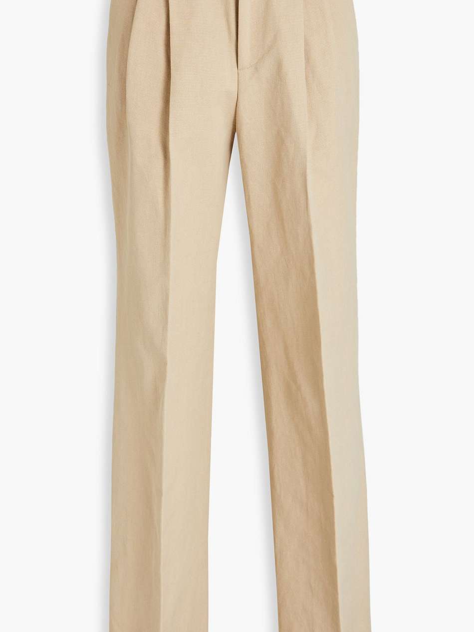 pleated cotton-blend canvas wide-leg pants