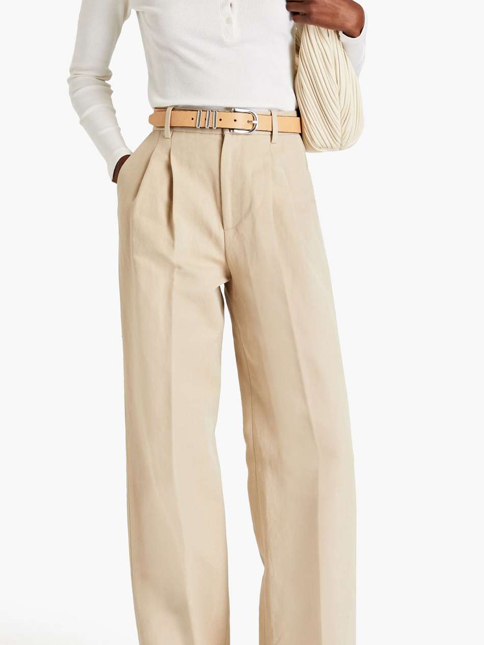 pleated cotton-blend canvas wide-leg pants