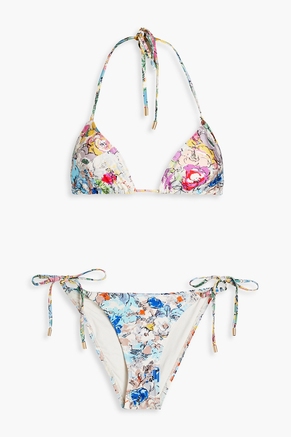 Zimmermann Floral-print Triangle Bikini In Multicolor