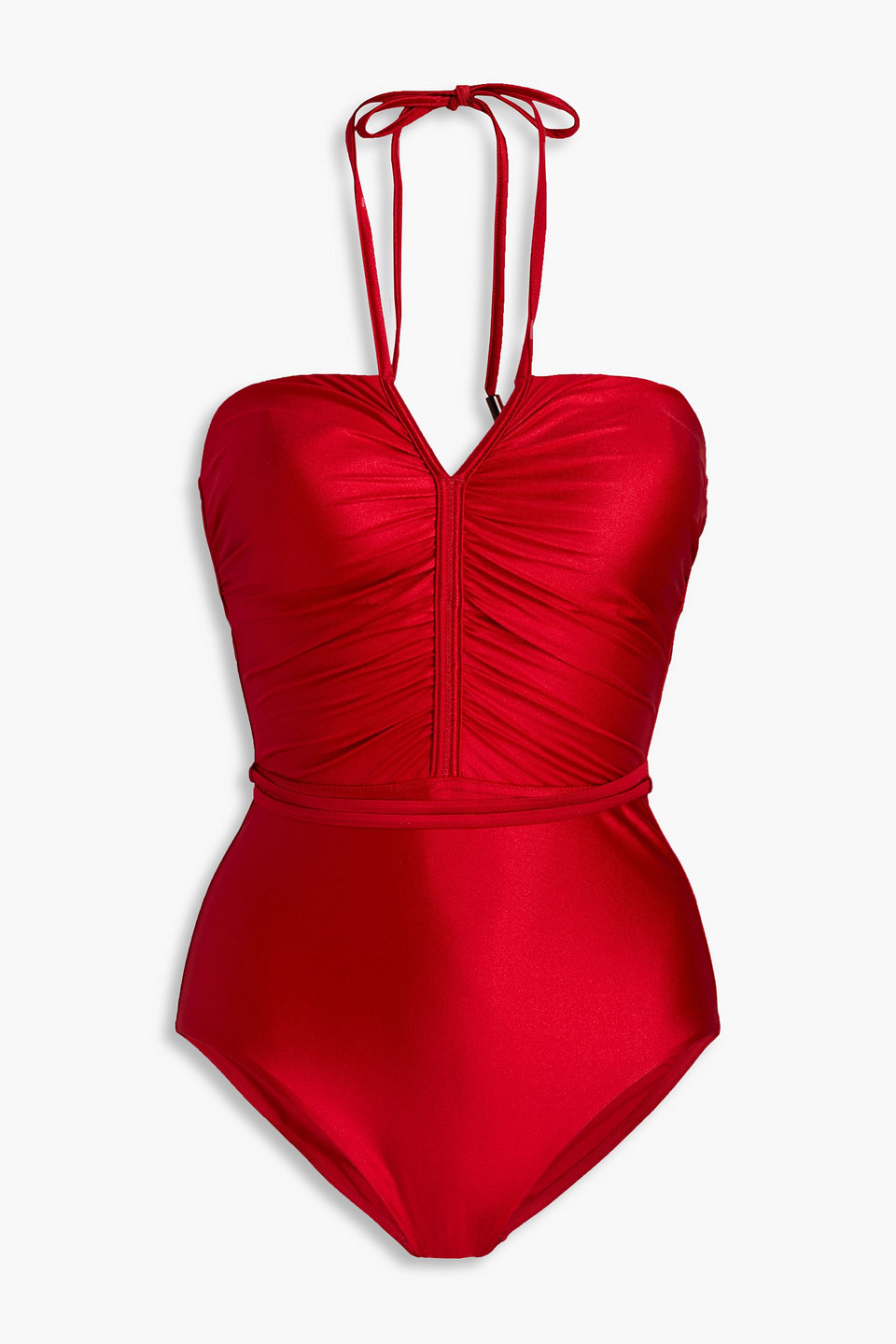 Zimmermann Ruched Halterneck Swimsuit In Red