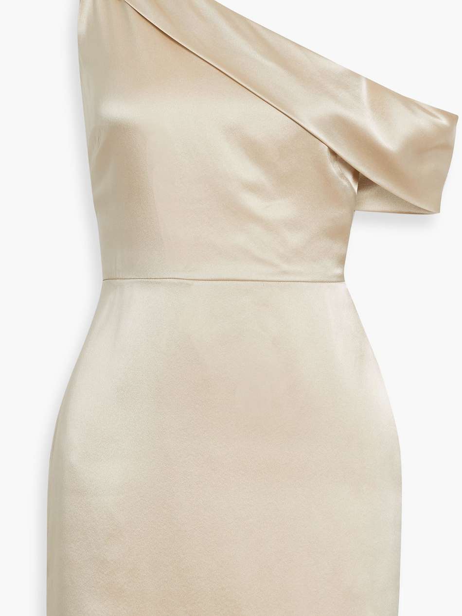 one-shoulder draped silk-satin mini dress