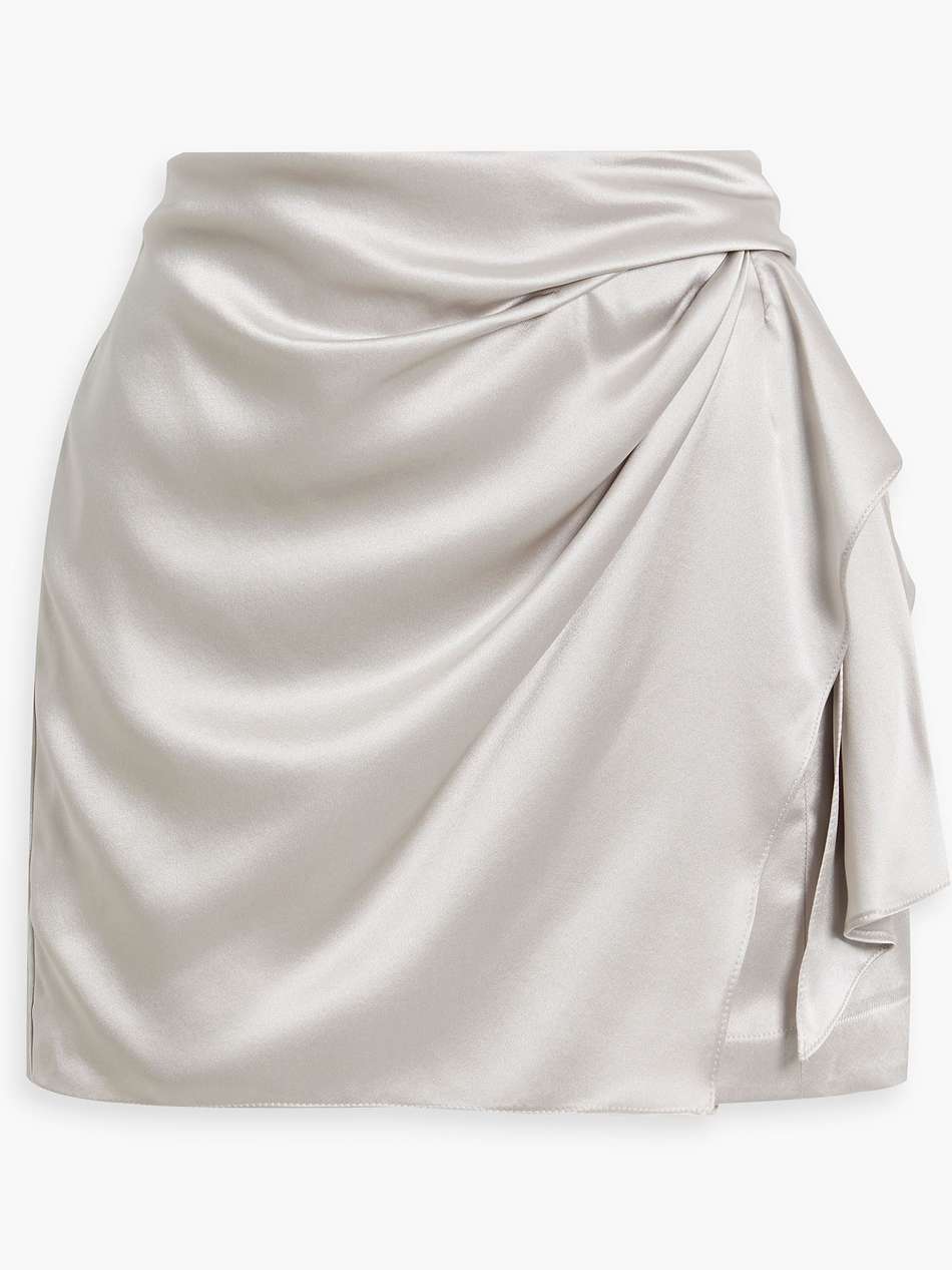 wrap-effect draped silk-satin mini skirt