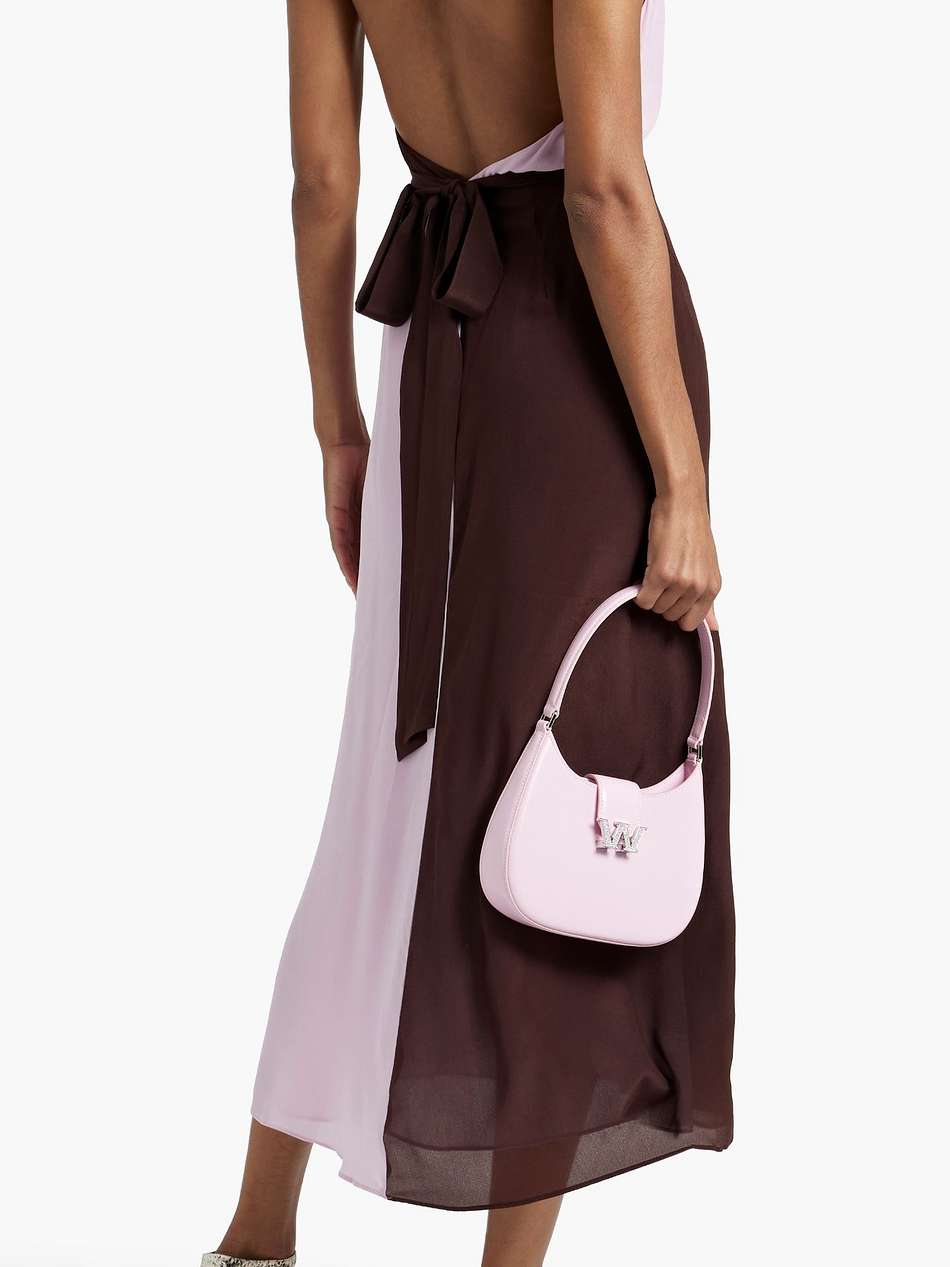 bluebelle twisted two-tone silk-chiffon halterneck midi wrap dress