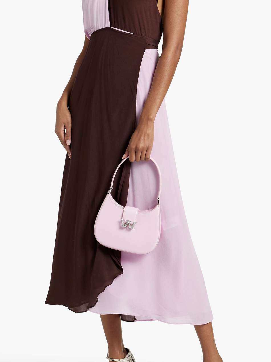 bluebelle twisted two-tone silk-chiffon halterneck midi wrap dress